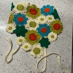 Flower crochet head scarf